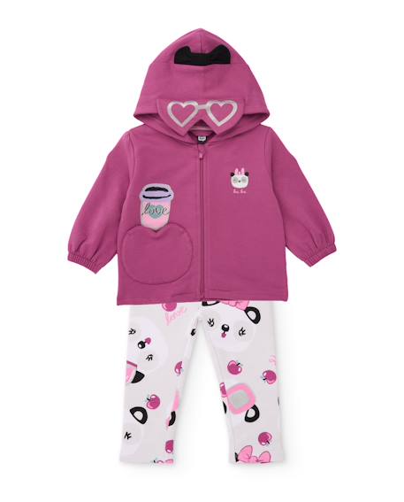 Ensemble fille en molleton avec sweat à capuche et legging assorti Violet 1 - vertbaudet enfant 