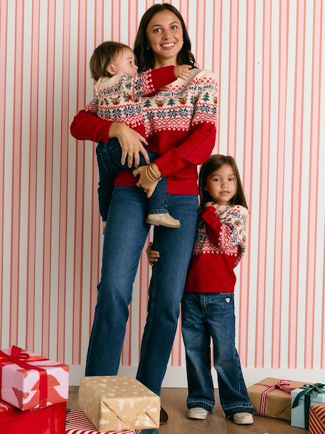 Pull de Noël femme Capsule Famille rouge 3 - vertbaudet enfant 