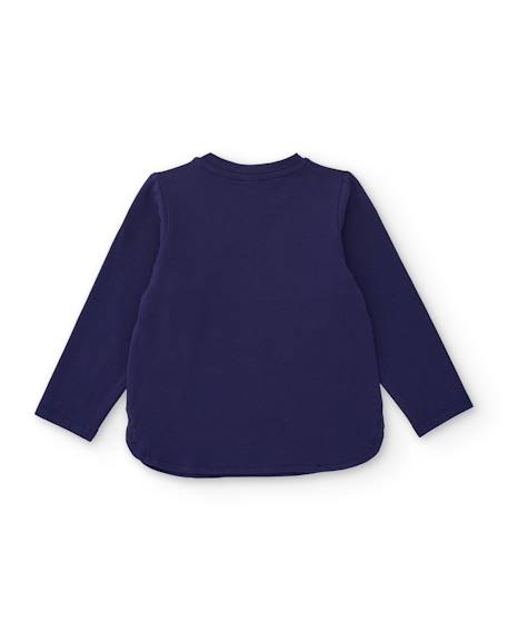 T-shirt en jersey fille à manches longues avec motifs et sequins Bleu 2 - vertbaudet enfant 