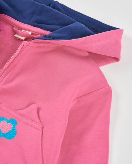 Veste zippée bébé fille en molleton avec capuche et broderies Rose 3 - vertbaudet enfant 