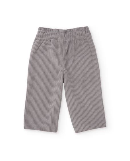 Pantalon en velours côtelé pour fille avec détails de cœurs Gris 2 - vertbaudet enfant 