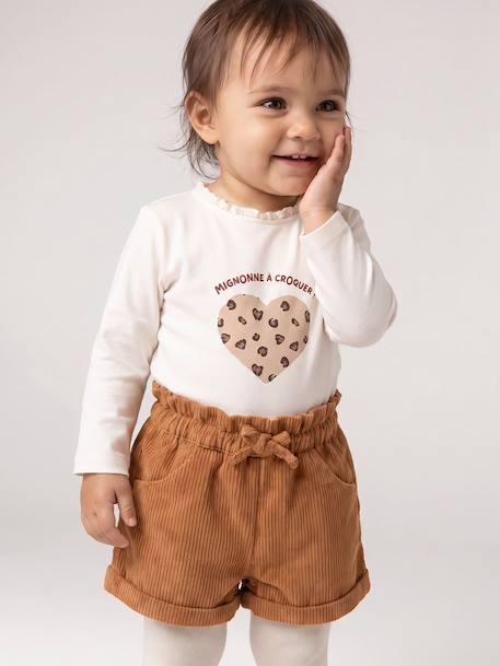 T-shirt bébé manches longues avec motif c½ur léopard écru+marine 2 - vertbaudet enfant 