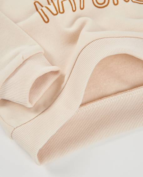 Sweat de fille en molleton avec capuche et broderie de fleurs Blanc 4 - vertbaudet enfant 