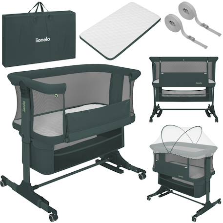 Lit cododo berceau 3en1 jodie réglable en hauteur et inclinaison avec matelas haute densité Beige cream+Beige taupe+Green graphite 13 - vertbaudet enfant 