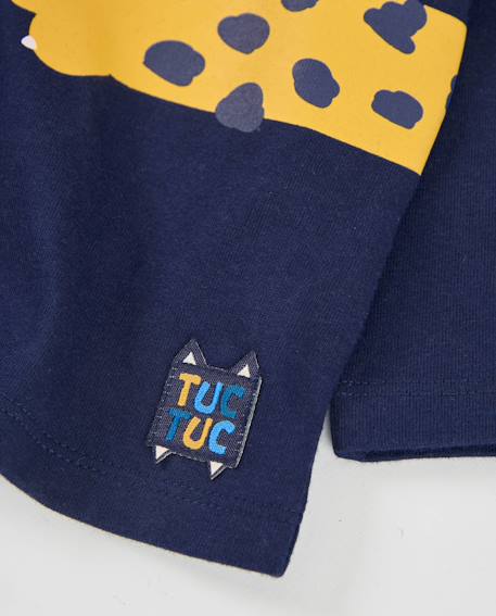 T-shirt à manches longues garçon en jersey imprimé original Bleu 4 - vertbaudet enfant 