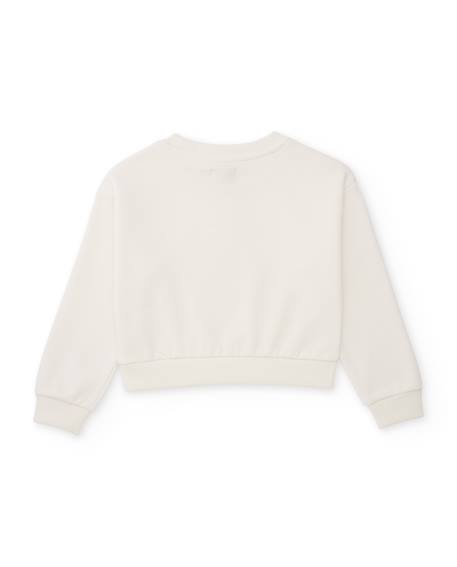 Sweat-shirt fille en molleton avec imprimé floral et coupe décontractée Blanc 3 - vertbaudet enfant 