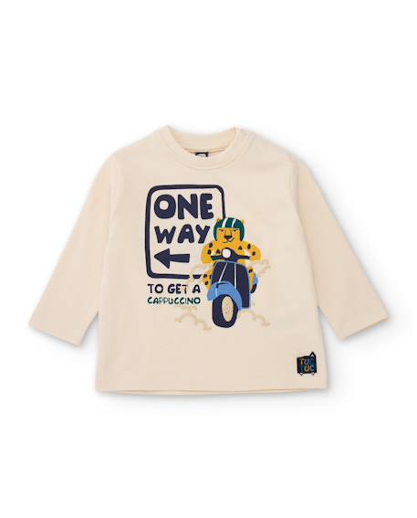 T-shirt à manches longues garçon en jersey avec motif graphique Blanc 1 - vertbaudet enfant 