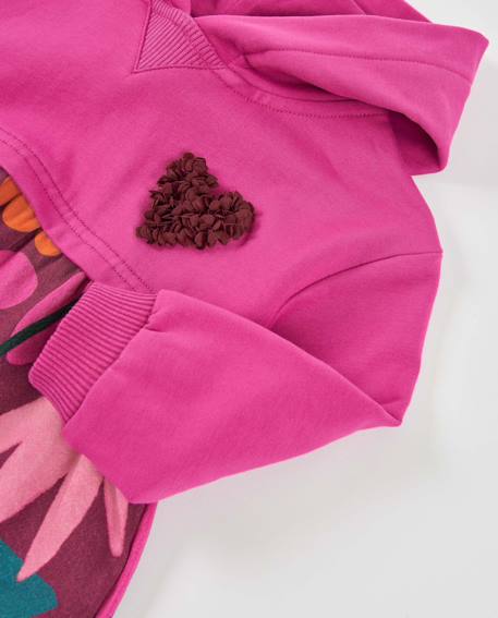 Robe fille à capuche et imprimé floral en tissu léger Violet 3 - vertbaudet enfant 