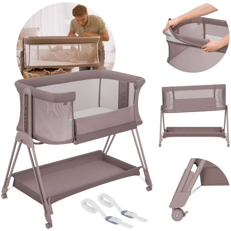 Lit cododo berceau 3en1 luna réglable en hauteur et inclinaison avec matelas Beige sand+Beige taupe+Grey concrete 7 - vertbaudet enfant 
