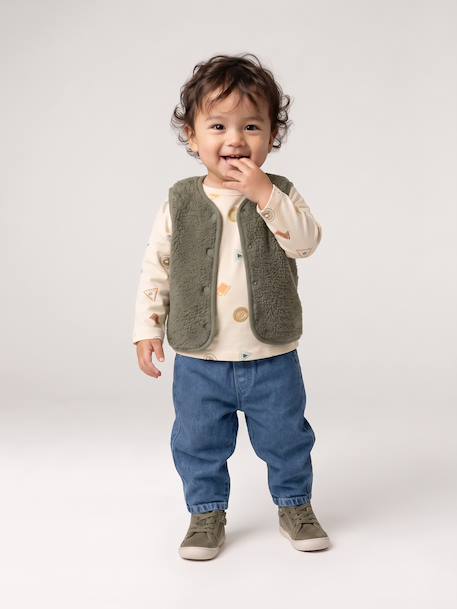 Gilet bébé sherpa à pressions vert 7 - vertbaudet enfant 