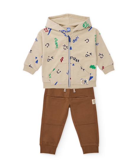Garçon-Ensemble-Ensemble garçon en molleton avec sweat zippé à capuche et pantalon