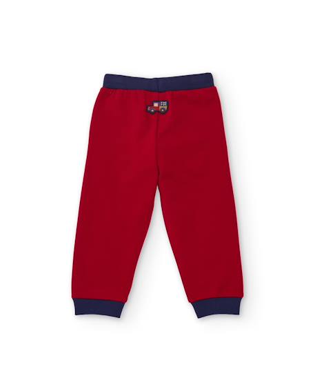 Pantalon garçon en molleton avec taille réglable et cordon contrasté Rouge 2 - vertbaudet enfant 