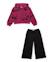 Ensemble fille en maille avec sweat-shirt imprimé en lettres et pantalon large Rose 1 - vertbaudet enfant 