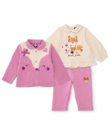 Ensemble en molleton pour bébé avec sweat imprimé Rose 1 - vertbaudet enfant 