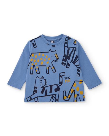 T-shirt à manches longues garçon en jersey à motif tigres all-over Bleu 1 - vertbaudet enfant 