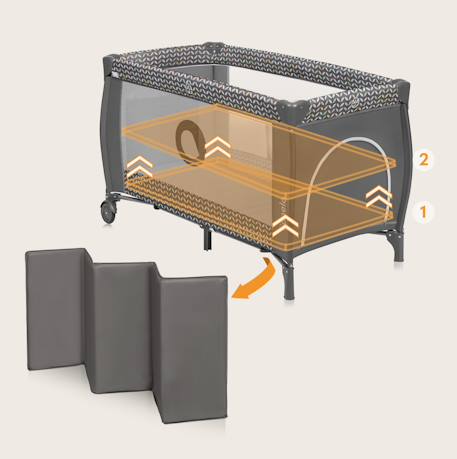 Lit parapluie parc bébé 3en1 sven plus 0-36 mois avec table à langer et moustiquaire Beige latte+Beige olive+Grey scandi 14 - vertbaudet enfant 