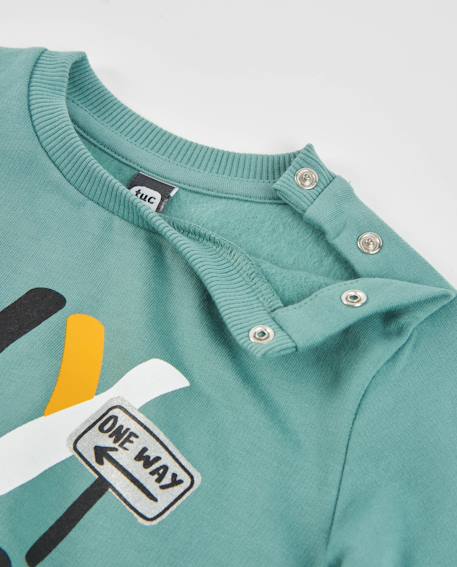 Sweat bébé garçon en molleton avec motif voitures Vert 4 - vertbaudet enfant 