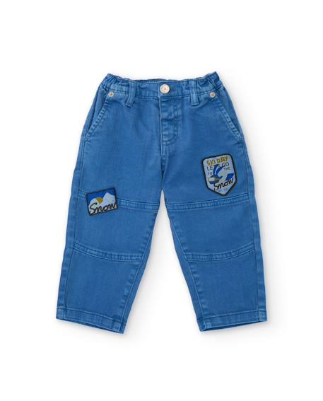 Jean pour bébé garçon avec patchs et taille élastique Bleu 1 - vertbaudet enfant 