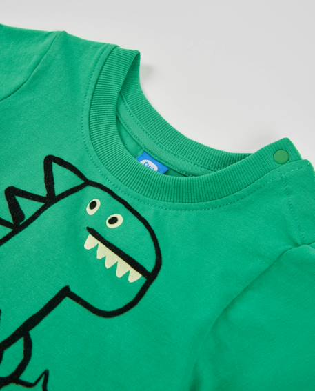 T-shirt manches longues bébé garçon en jersey à motif dinosaure Vert 3 - vertbaudet enfant 