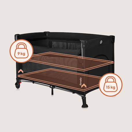 Lit cododo 3en1 ellen avec fonction lit parapluie et parc bébé, matelas haute densité et roulettes Beige sand+Black carbon+Green sage 8 - vertbaudet enfant 