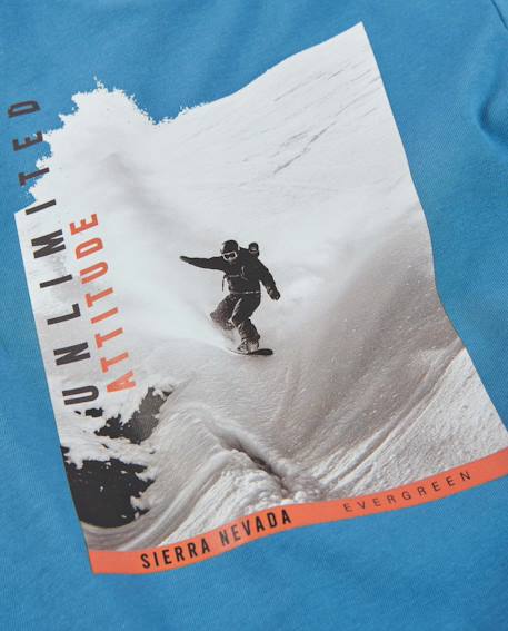 T-shirt garçon en maille avec motif de ski Bleu 4 - vertbaudet enfant 
