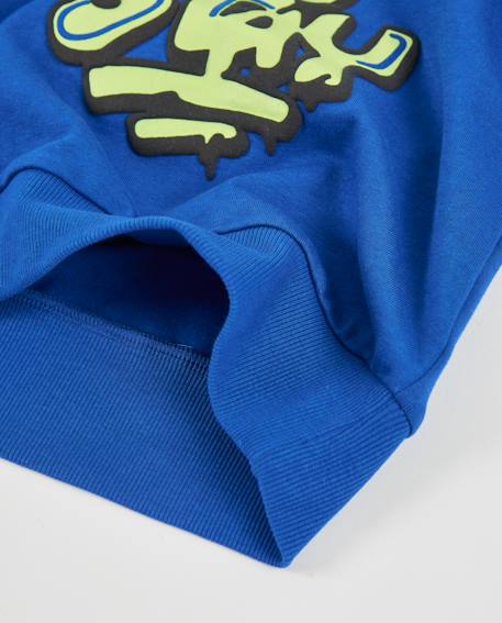 Sweat garçon en molleton avec style urbain et poignets côtelés Bleu 4 - vertbaudet enfant 