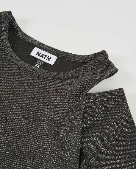Robe fille avec épaules dénudées et détails brillants Gris 3 - vertbaudet enfant 