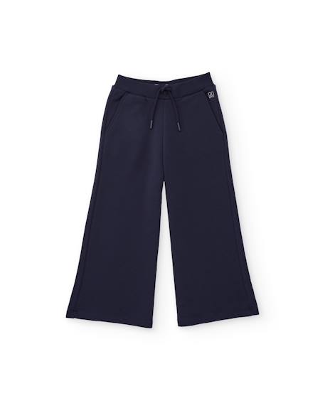 Pantalon fille en molleton avec coupe droite et taille haute Bleu 1 - vertbaudet enfant 
