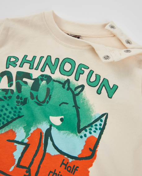 T-shirt garçon en jersey doux à imprimé rhinocéros Blanc 3 - vertbaudet enfant 