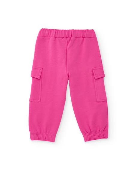 Pantalon cargo fille en molleton doux Rose 2 - vertbaudet enfant 