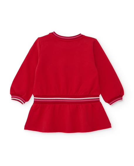 Robe fille en molleton imprimée à volants à la base Rouge 2 - vertbaudet enfant 