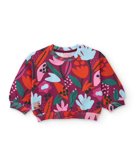 Ensemble fille en molleton avec sweat floral et jupe assortie Rouge 2 - vertbaudet enfant 