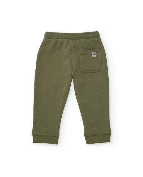 Pantalon en molleton pour garçon avec taille réglable et cordon de serrage Vert 2 - vertbaudet enfant 