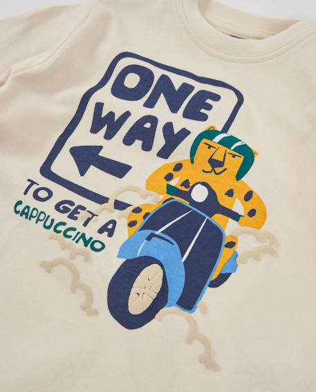 T-shirt à manches longues garçon en jersey avec motif graphique Blanc 3 - vertbaudet enfant 