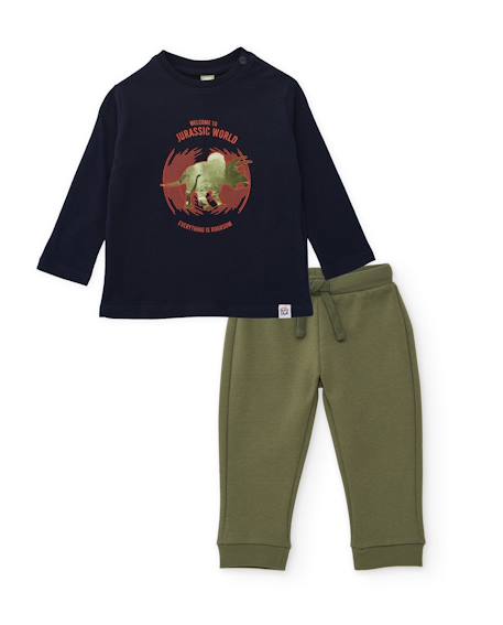 Ensemble pour garçon avec t-shirt imprimé dinosaure Bleu 1 - vertbaudet enfant 