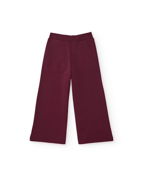 Pantalon fille en molleton avec coupe large et cordon ajustable Rouge 2 - vertbaudet enfant 