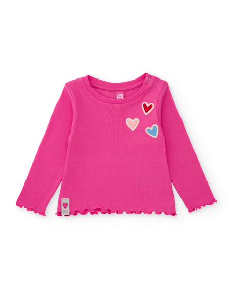 T-shirt bébé fille en jersey à manches longues et volants Rose 2 - vertbaudet enfant 