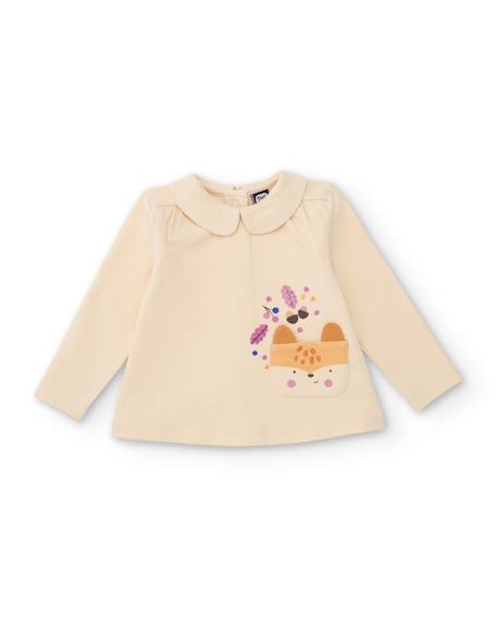 Ensemble pour bébé avec t-shirt en maille et pantalon à pois en tissu plat Blanc 2 - vertbaudet enfant 