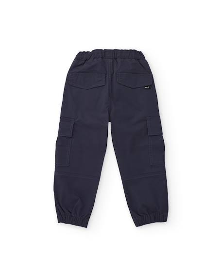 Pantalon cargo garçon en coton avec taille élastique et bas ajustés Bleu 2 - vertbaudet enfant 