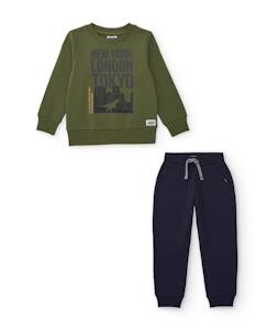-Ensemble garçon avec sweat en coton à motif urbain et pantalon