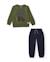 Ensemble garçon avec sweat en coton à motif urbain et pantalon Vert 1 - vertbaudet enfant 