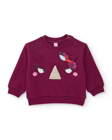 Sweat fille en molleton au design ludique et tissu résistant Rouge 1 - vertbaudet enfant 
