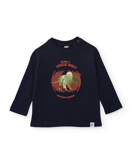 T-shirt en maille pour garçon avec imprimé jurassique Bleu 1 - vertbaudet enfant 
