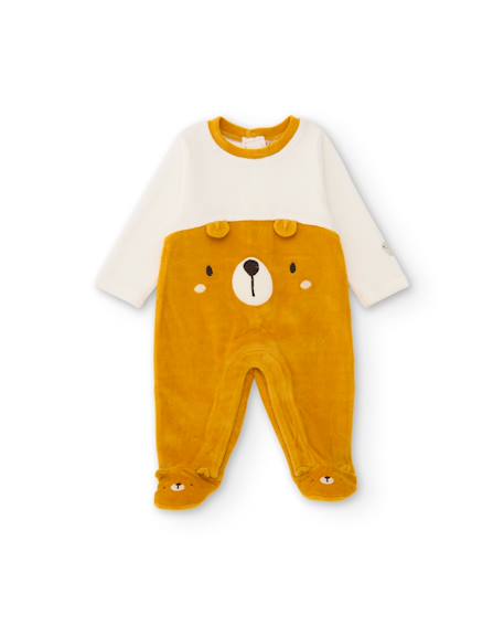 Barboteuse en peluche pour bébé avec motif d'ours Jaune 1 - vertbaudet enfant 