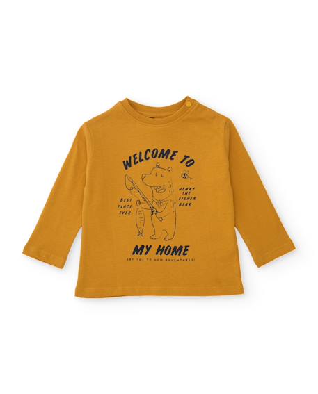 Ensemble pour garçon avec t-shirt imprimé en maille et pantalon en molleton Jaune 2 - vertbaudet enfant 