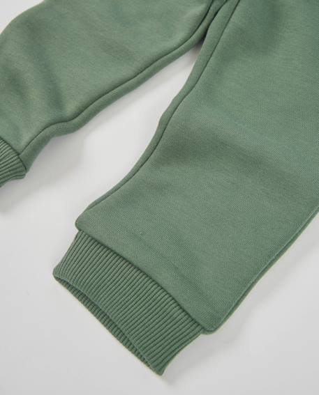 Pantalon bébé garçon en molleton doux avec cordon ajustable Vert 4 - vertbaudet enfant 