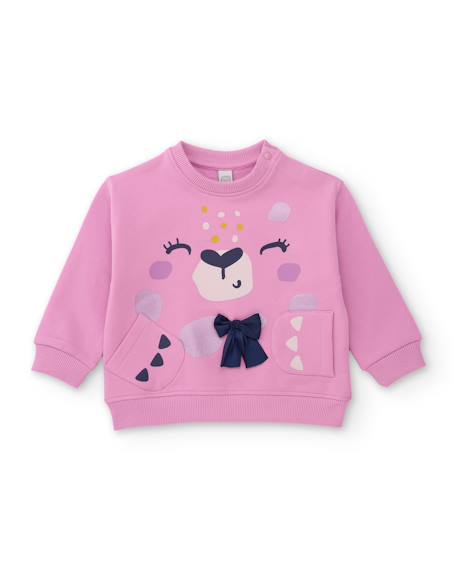 Ensemble fille en molleton avec sweat graphique et pantalon assorti Rose 2 - vertbaudet enfant 
