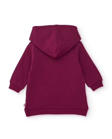 Robe bébé fille en molleton à capuche et imprimé floral Rouge 2 - vertbaudet enfant 