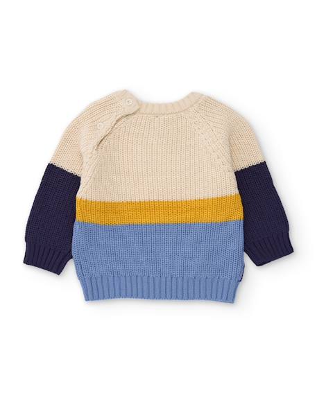 Pull en tricot bébé garçon color-block en maille douce et chaude Bleu 2 - vertbaudet enfant 