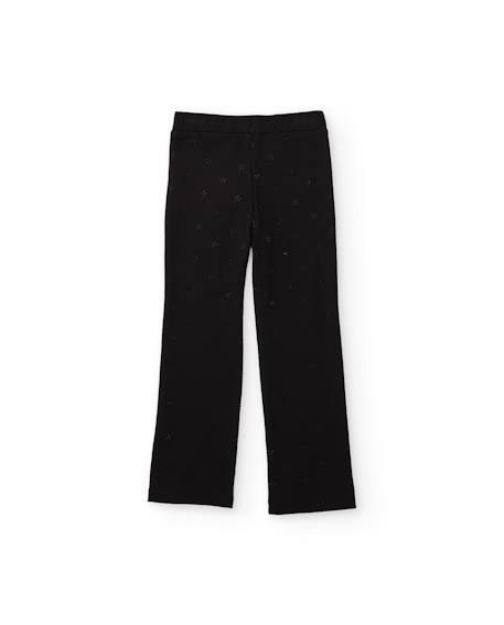 Pantalon pour fille en maille avec coupe droite et décoration subtile Noir 2 - vertbaudet enfant 